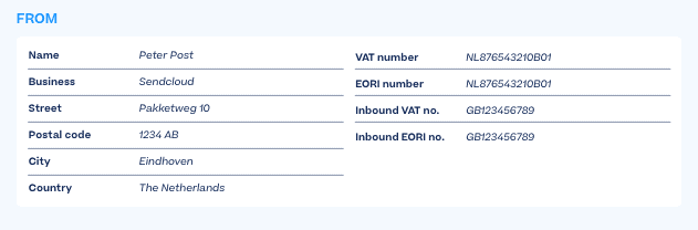 commercial invoice sender information